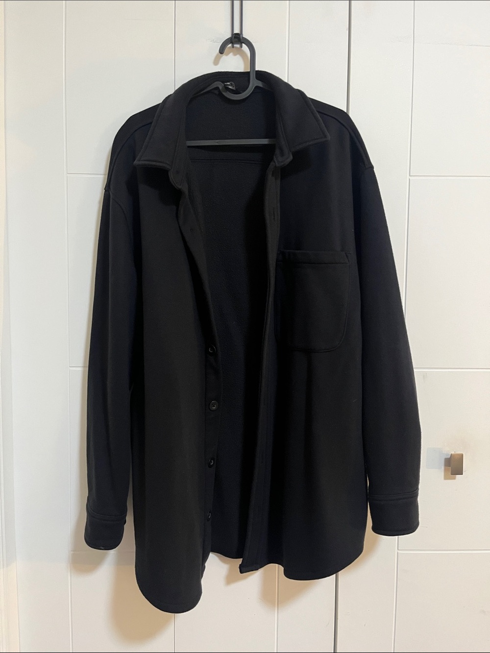 Women’s Black Button-Up Jacket Coat - Classic Casual Layering